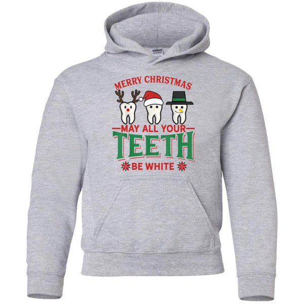 Merry Christmas May All Your Teeth Be White Dental shirts G185B Gildan Youth Pullover Hoodie