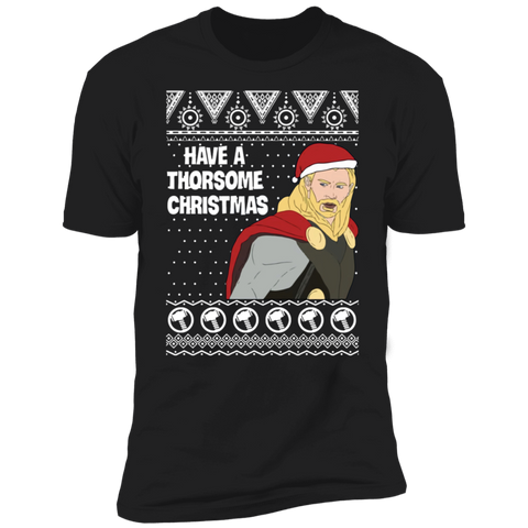 Thor Have a Thorsome Christmas God of Thunder Avengers Ugly Sweatshirt Hoodie Shirt NL3600 Next Level Premium Short Sleeve T-Shirt