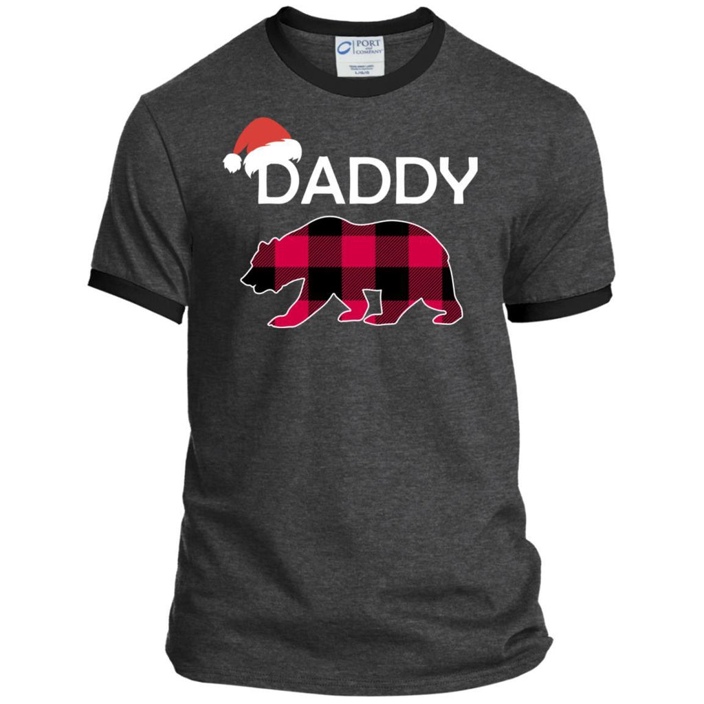 Daddy Bear Buffalo Plaid Christmas Shirts PC54R Port & Co. Ringer Tee