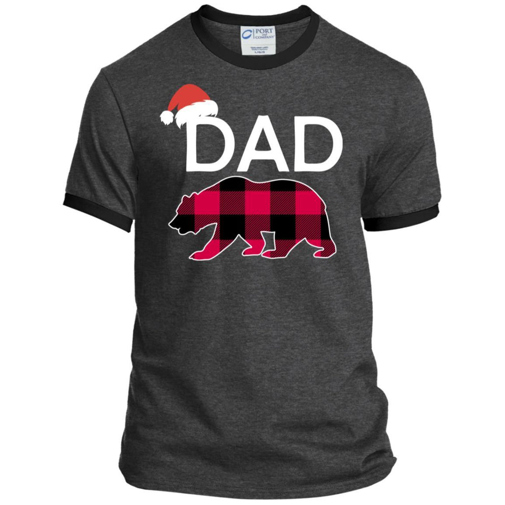 Dad Bear Buffalo Plaid Christmas Shirts PC54R Port & Co. Ringer Tee