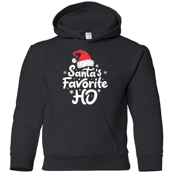 Santa's Favorite Ho Funny Christmas shirts Santas Favorite Ho G185B Gildan Youth Pullover Hoodie
