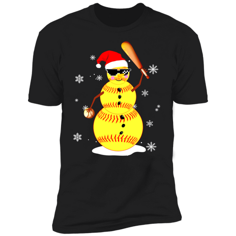 Softball Christmas Funny Softball Snowman Xmas Gifts Shirt NL3600 Next Level Premium Short Sleeve T-Shirt