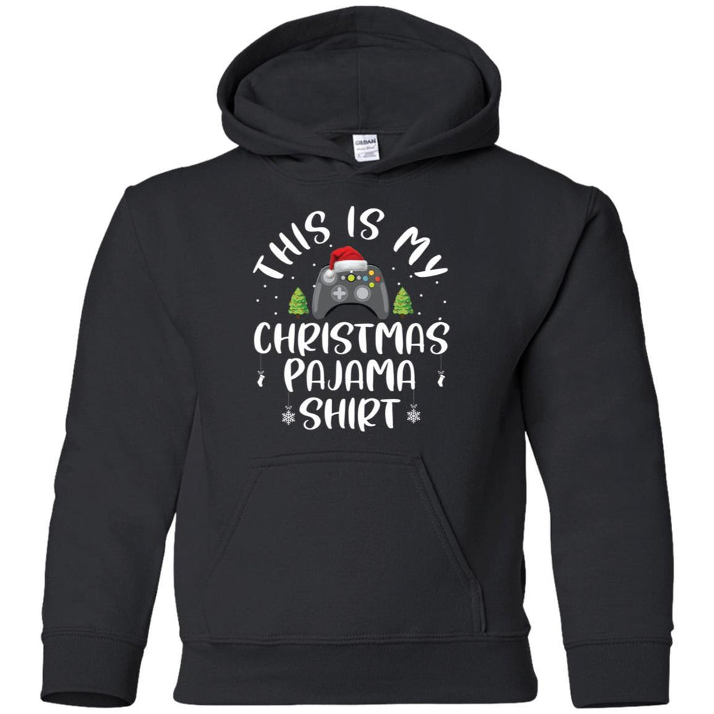 This Is My Christmas Pajama Shirt Santa Hat Gamer G185B Gildan Youth Pullover Hoodie