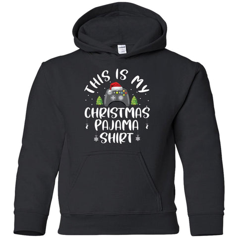 This Is My Christmas Pajama Shirt Santa Hat Gamer G185B Gildan Youth Pullover Hoodie