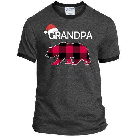 GrandPa Bear Buffalo Plaid Christmas Shirts PC54R Port & Co. Ringer Tee