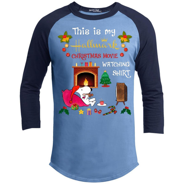 Funny Snoopy This is My Hallmark Christmas Movie Watching Shirt 3/4 Sleeve Baseball Raglan- Long Sleeves T200 Sport-Tek Sporty T-Shirt