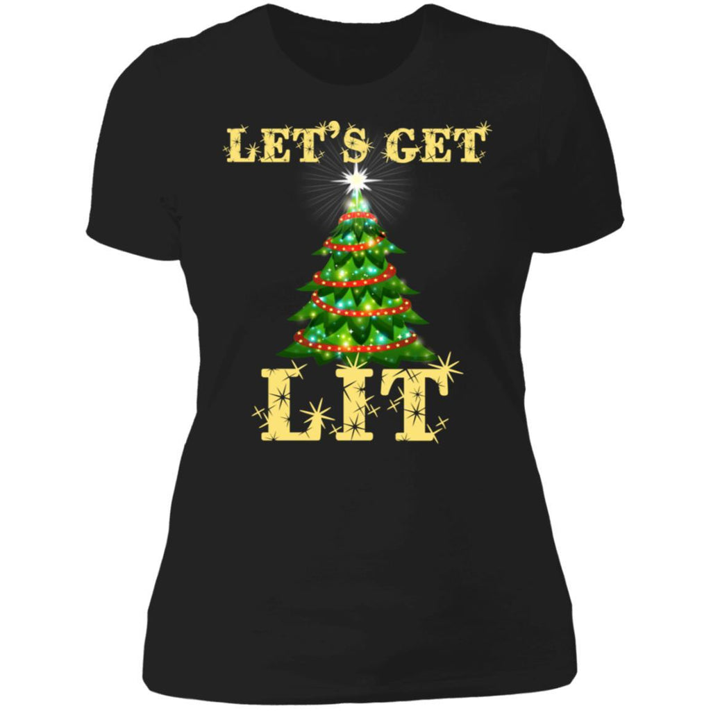 Let's Get Lit Drinking Funny Christmas Shirts NL3900 Next Level Ladies' Boyfriend T-Shirt