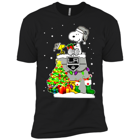 Los Angeles Kings Snoopy & Woodstock Christmas Shirt NL3600 Next Level Premium Short Sleeve T-Shirt