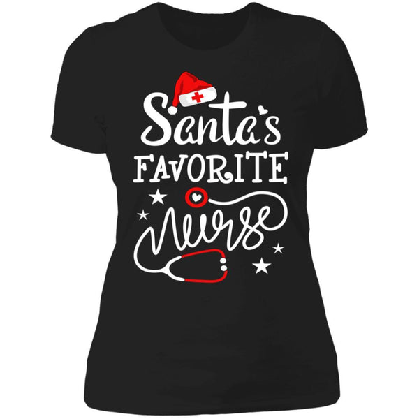 Santa's Favorite Nurse Christmas RN Nursing shirts NL3900 Next Level Ladies' Boyfriend T-Shirt