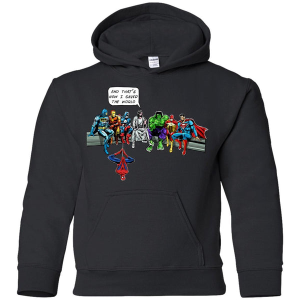 And That's How I Saved The World Jesus Superheroes Shirt Funny Christmas G185B Gildan Youth Pullover Hoodie