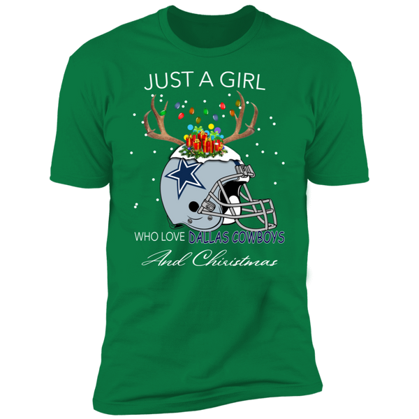 JUST A GIRL WHO LOVE DALLAS COWBOYS AND CHRISTMAS SHIRT NL3600 Next Level Premium Short Sleeve T-Shirt