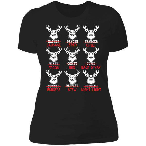 Funny Christmas Deer Bow Hunting Santa Hunter Gift Shirts NL3900 Next Level Ladies' Boyfriend T-Shirt