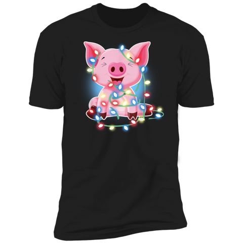 Merry xmas pig lights cute Christmas  Shirt NL3600 Next Level Premium Short Sleeve T-Shirt