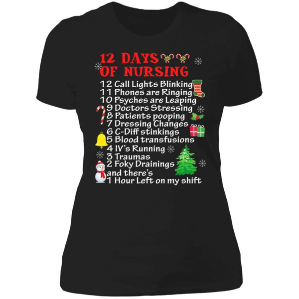 Funny 12 Days of Nursing Christmas Funny shirts NL3900 Next Level Ladies' Boyfriend T-Shirt