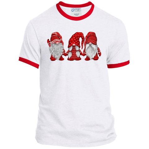 Scandinavian Red Gnomes Christmas shirts PC54R Port & Co. Ringer Tee