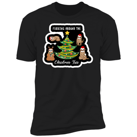 Sloth Flocking Around Christmas Tree Shirt NL3600 Next Level Premium Short Sleeve T-Shirt