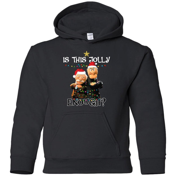 Statler and Waldorf Grumpy Is This Jolly Enough Lights Christmas shirts G185B Gildan Youth Pullover Hoodie