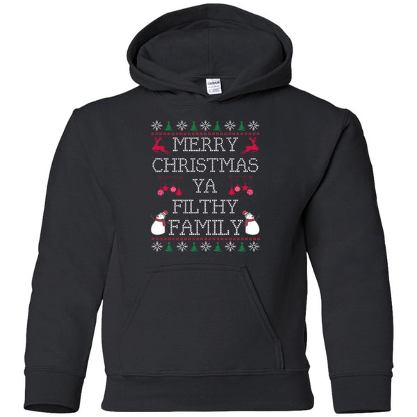 Merry Christmas Ya Filthy Family Ugly Christmas Sweater shirt G185B Gildan Youth Pullover Hoodie