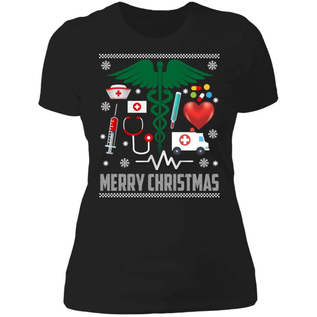 Happy Holidays Nurse Nursing Ugly Merry Christmas Sweater shirts NL3900 Next Level Ladies' Boyfriend T-Shirt