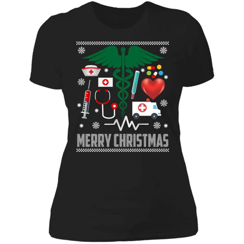 Happy Holidays Nurse Nursing Ugly Merry Christmas Sweater shirts NL3900 Next Level Ladies' Boyfriend T-Shirt