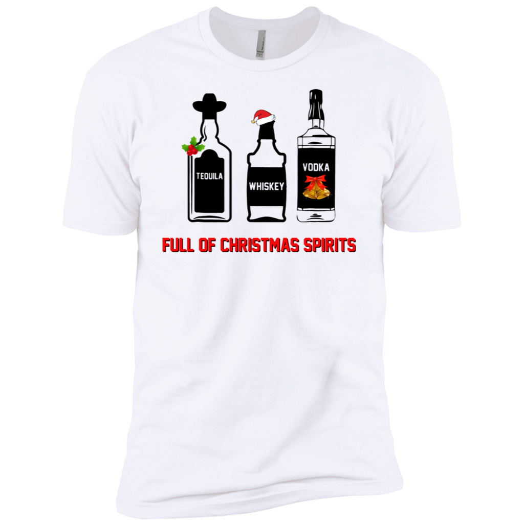 Tequila Whiskey Vodka Full Of Christmas Spirits Xmas NL3600 Next Level Premium Short Sleeve T-Shirt
