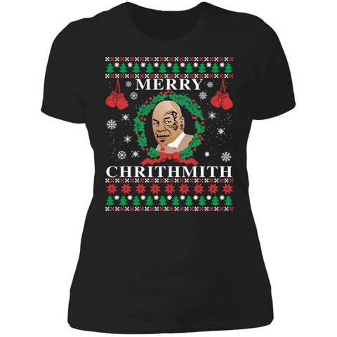 Merry Chrithmith Ugly Christmas Sweater shirts NL3900 Next Level Ladies' Boyfriend T-Shirt