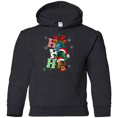 Ho Ho Ho Horse Reindeer Santa Christmas Lights Shirt Funny Christmas Horses G185B Gildan Youth Pullover Hoodie