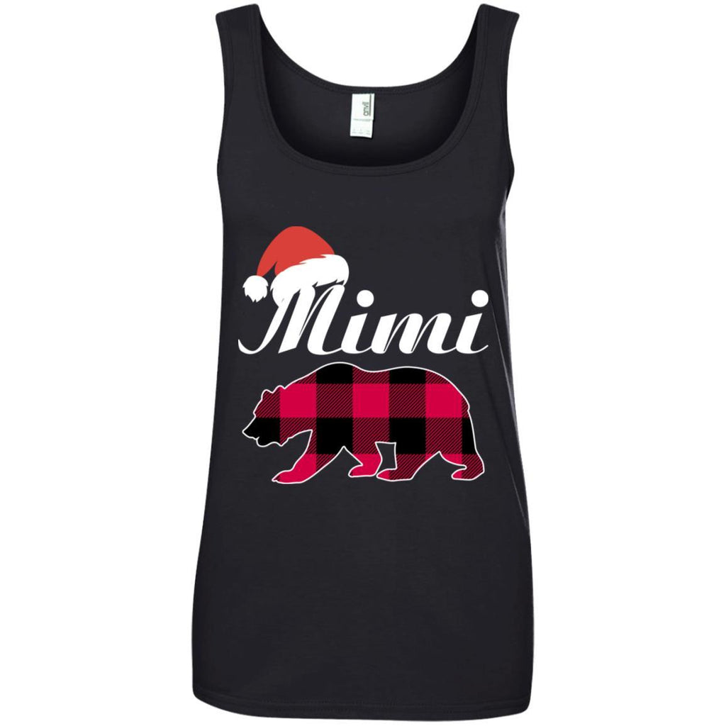 Mimi Bear Buffalo Plaid Christmas Shirts 882L Anvil Ladies' 100% Ringspun Cotton Tank Top