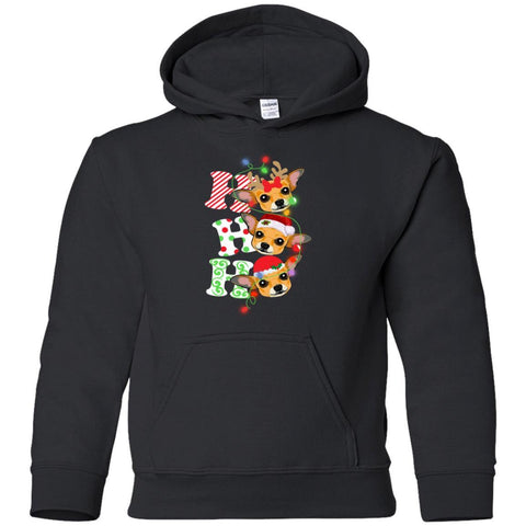 Ho Ho Ho Chihuahua Lights Funny Christmas shirts G185B Gildan Youth Pullover Hoodie