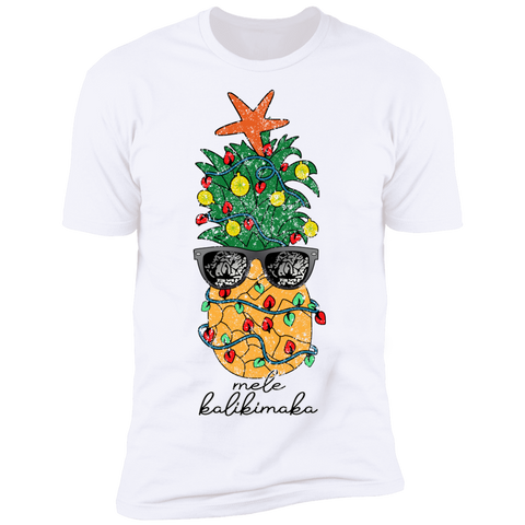 Mele Kalikimaka Hawaiian Christmas Pineapple	Shirt NL3600 Next Level Premium Short Sleeve T-Shirt