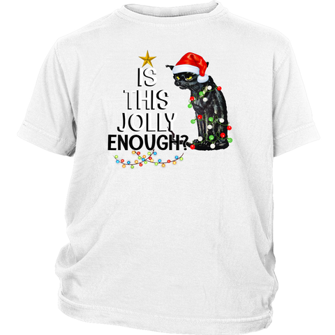 Black Cat Is This Jolly Enough Christmas Lights shirts District Youth Shirt