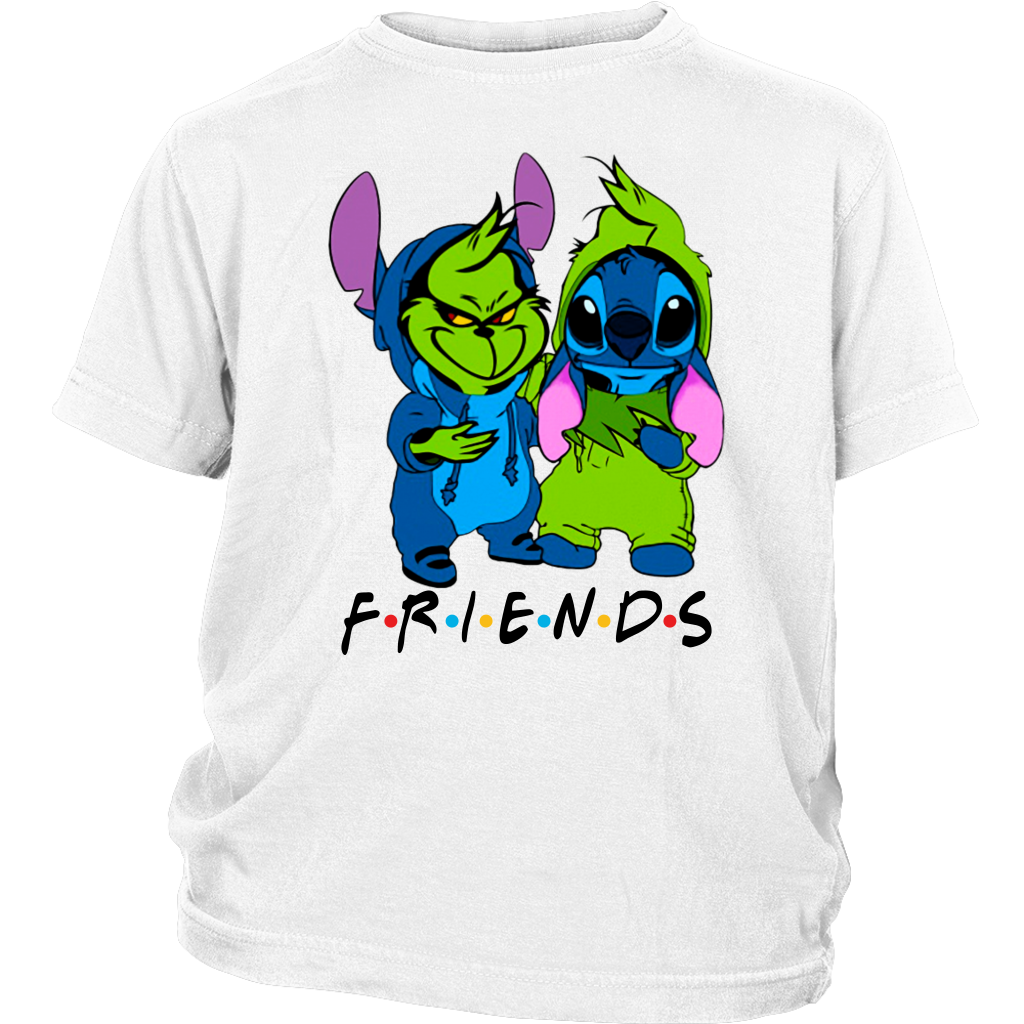 Funny Baby Grinch and Stitch Friends Christmas Shirts District Youth Shirt