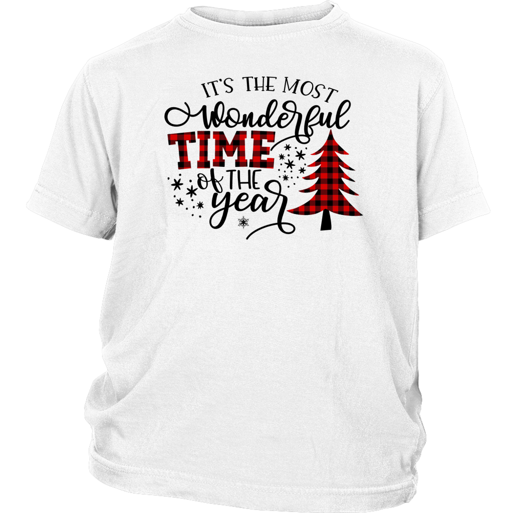 It's The Most Wonderful Time The Year Shirts Buffalo Plaid Christmas Tree District Youth Shirt