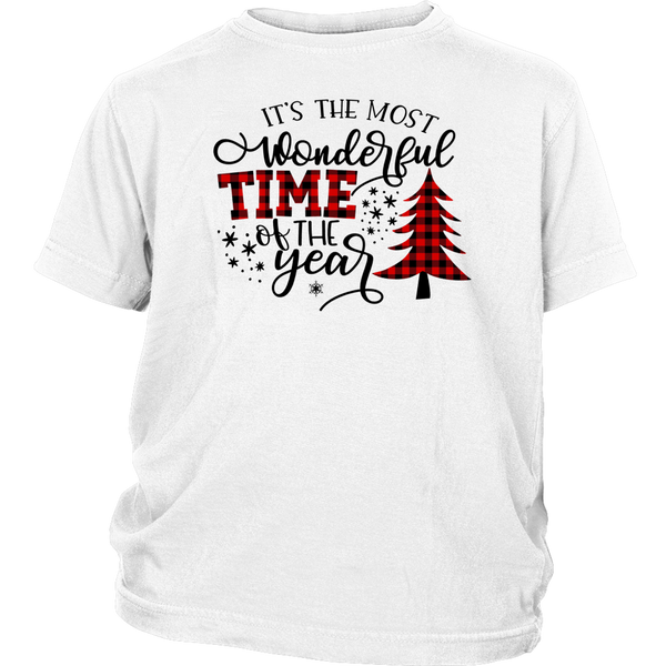 It's The Most Wonderful Time The Year Shirts Buffalo Plaid Christmas Tree District Youth Shirt