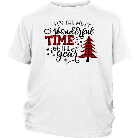 It's The Most Wonderful Time The Year Shirts Buffalo Plaid Christmas Tree District Youth Shirt