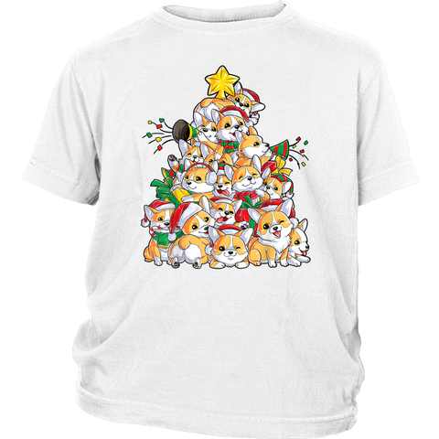Cute Corgi Dog Christmas Tree Santa Merry Corgmas Lover shirts District Youth Shirt