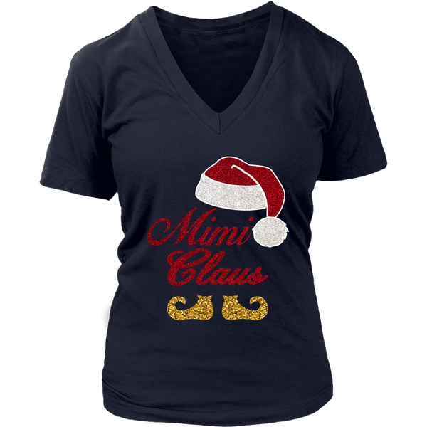 Funny Santa Mimi Claus Merry Christmas shirts District Womens V-Neck