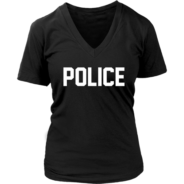 Police Shirts Police Officer Christmas Costume Gift District Womens V-Neck