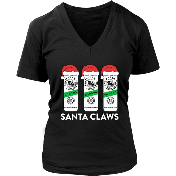 Funny Christmas Santa Claws Shirt District Womens V-Neck