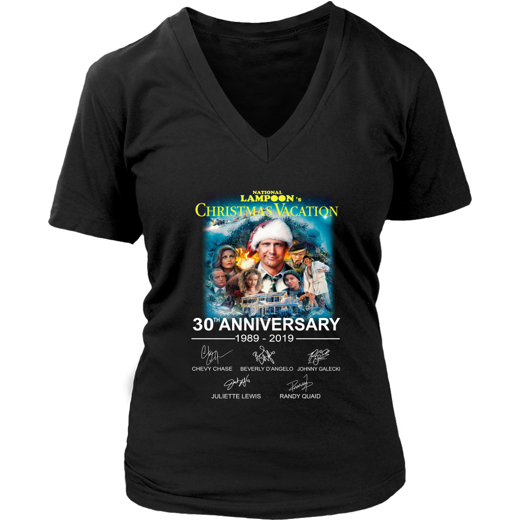 National Lampoon's Christmas Vacation 30th anniversary 1989-2019 signatures shirt District Womens V-Neck