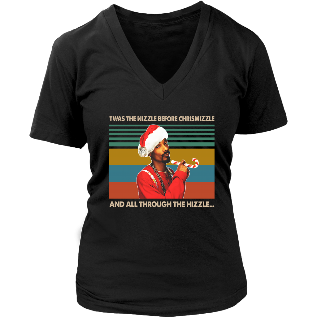 Christmas Snoop Twas The Nizzle Before Chrismizzle shirts District Womens V-Neck