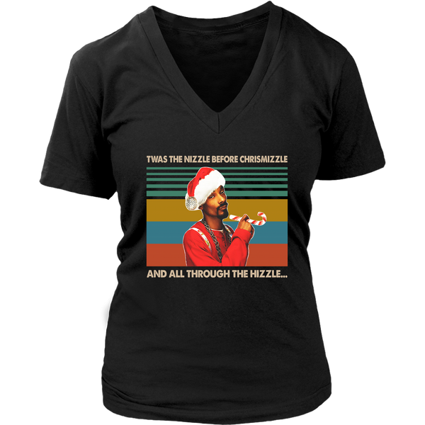 Christmas Snoop Twas The Nizzle Before Chrismizzle shirts District Womens V-Neck