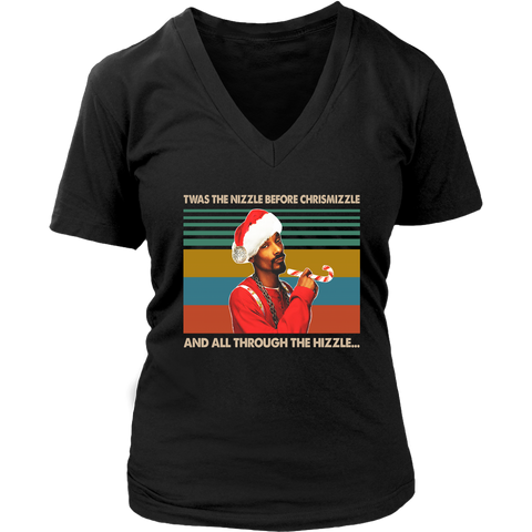 Christmas Snoop Twas The Nizzle Before Chrismizzle shirts District Womens V-Neck