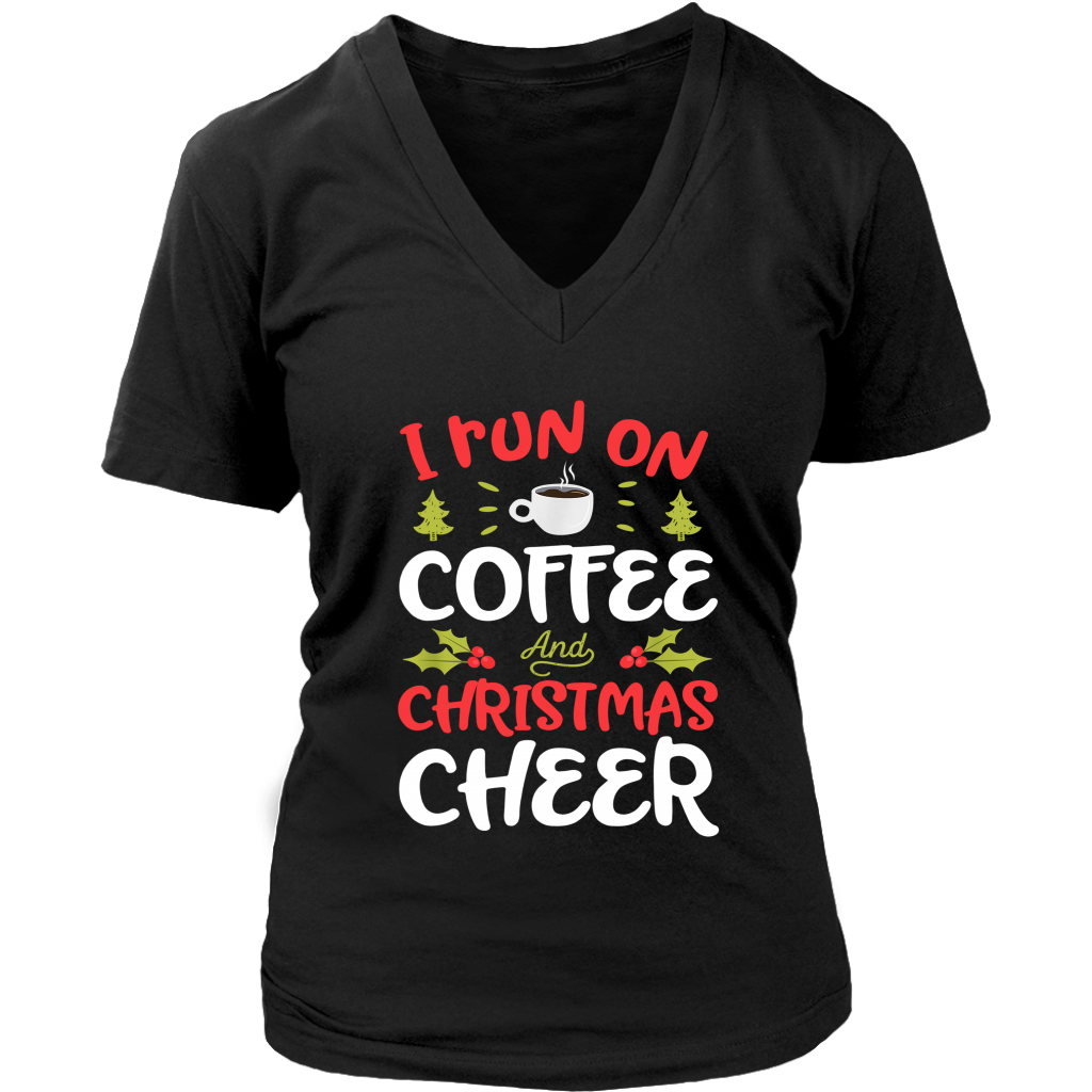 I Run On Coffee and Christmas Cheer shirts District Womens V-Neck