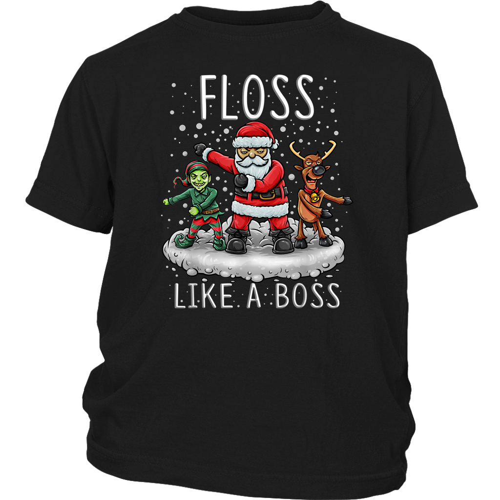Floss Like A Boss Santa Elf Reindeer Funny Christmas shirts District Youth Shirt