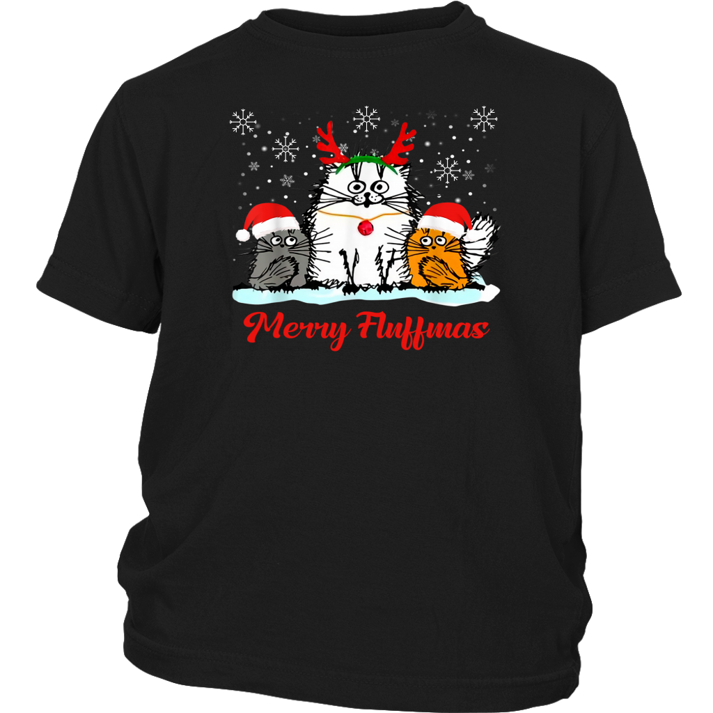 Cat Merry Fluffmas Funny Christmas Shirts District Youth Shirt
