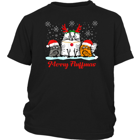 Cat Merry Fluffmas Funny Christmas Shirts District Youth Shirt