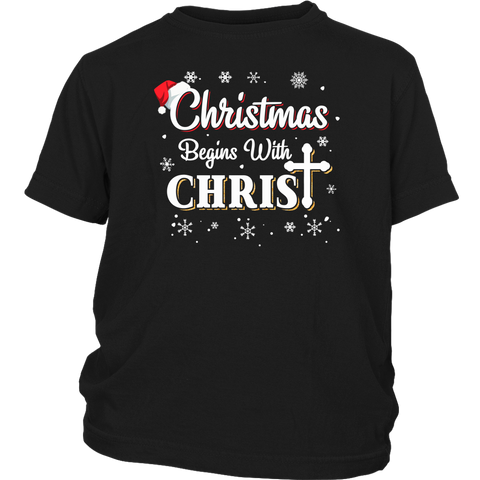 Christmas Begins With Christ Jesus Santa Hat shirts District Youth Shirt