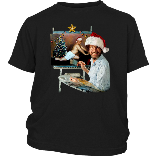 Funny Christmas Bob Ross Santa Painting is My Hobby shirt District Youth Shirt