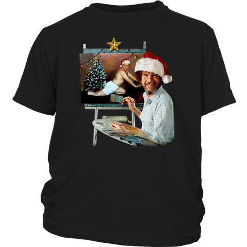 Funny Christmas Bob Ross Santa Painting is My Hobby shirt District Youth Shirt